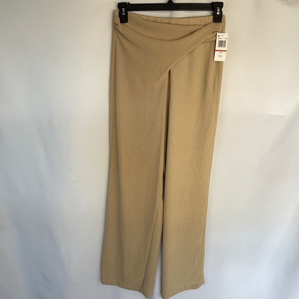 Sam and Jess Taupe Wide Leg Wrap Waist Pants XS career old‎ money office casual